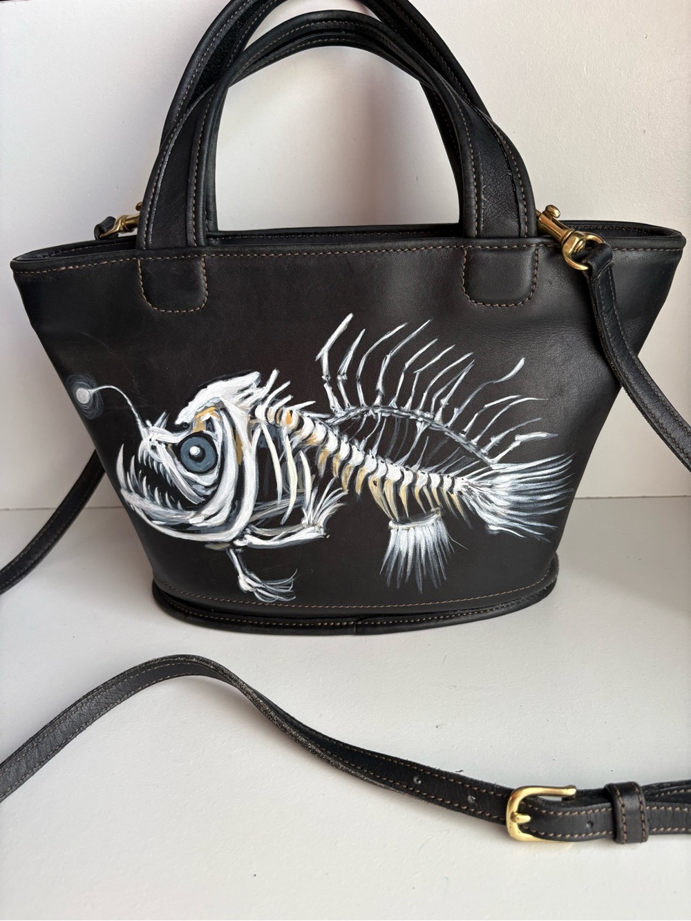 Coach Leather Skeleton Angler Fish Art Bleeker mini tote Bag 9301